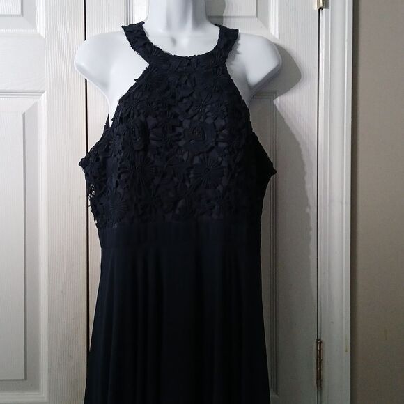 Lulus navy blue lace chest sleeveless formal maxi dress wedding party Sz XL NWOT - Picture 3 of 12